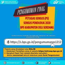 PENGUMUMAN AKHIR CALON PETUGAS SENSUS SP2020